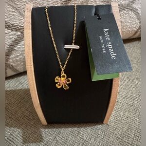 Kate Spade NY Gold-Tone Paradise Flower Mini Pendant Necklace New w Tag 16-19 In